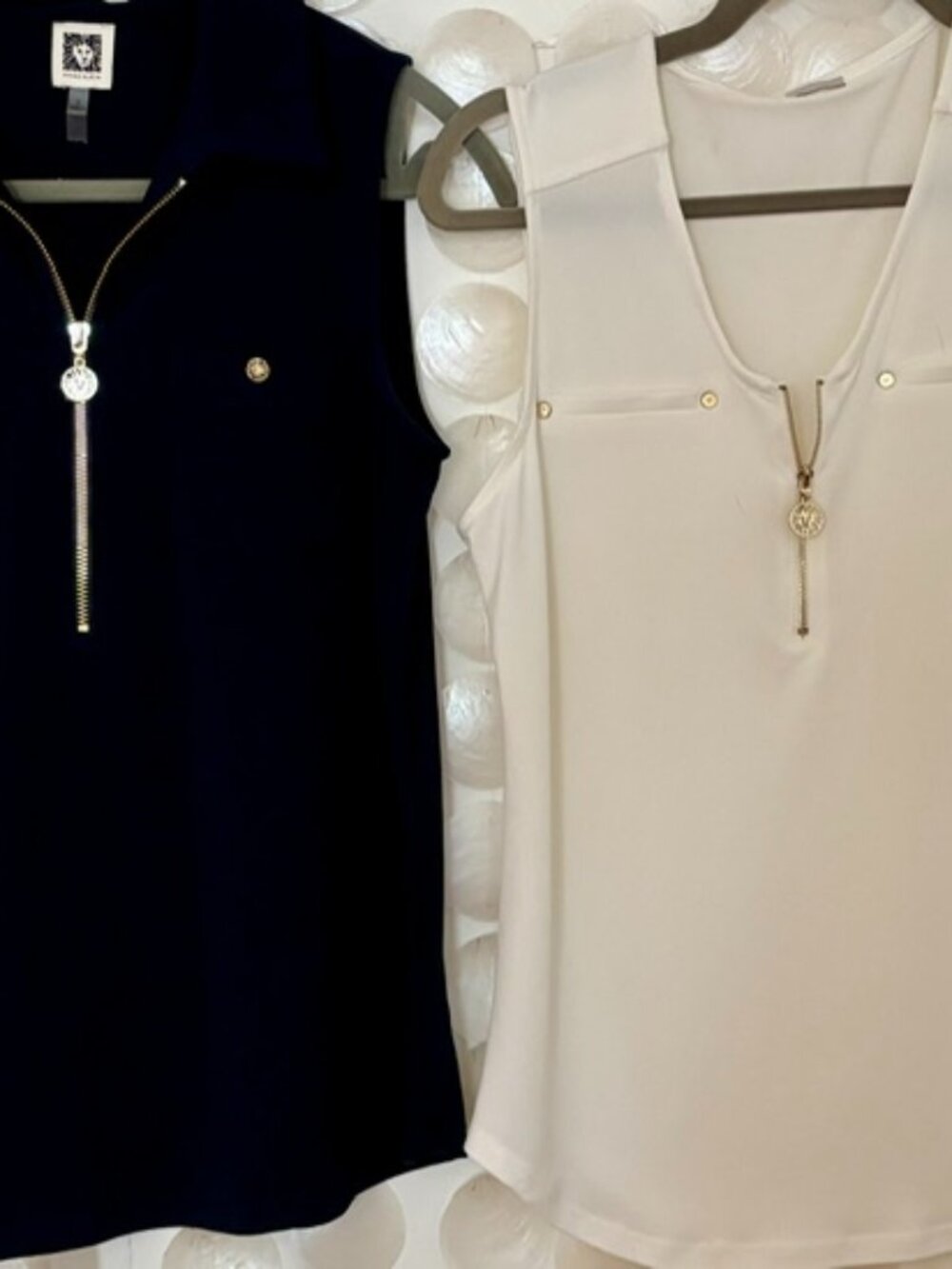 Anne Klein / Two Sleeveless Tops Size Small :  One Ivory & One in Classic Navy